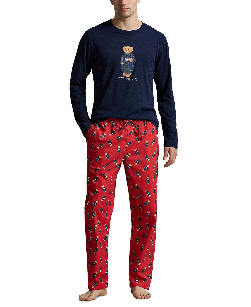 Мужской комплект из футболки с длинным рукавом и брюк с медведем Polo Ralph Lauren