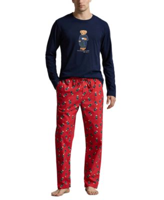 Polo Ralph Lauren Men's Polo Bear Long-Sleeve Crewneck Cotton Top and Pants, 2-Piece Gift Box