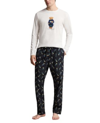 Мужской комплект из футболки с длинным рукавом и брюк Polo Ralph Lauren с принтом медведя Polo, 2 предмета