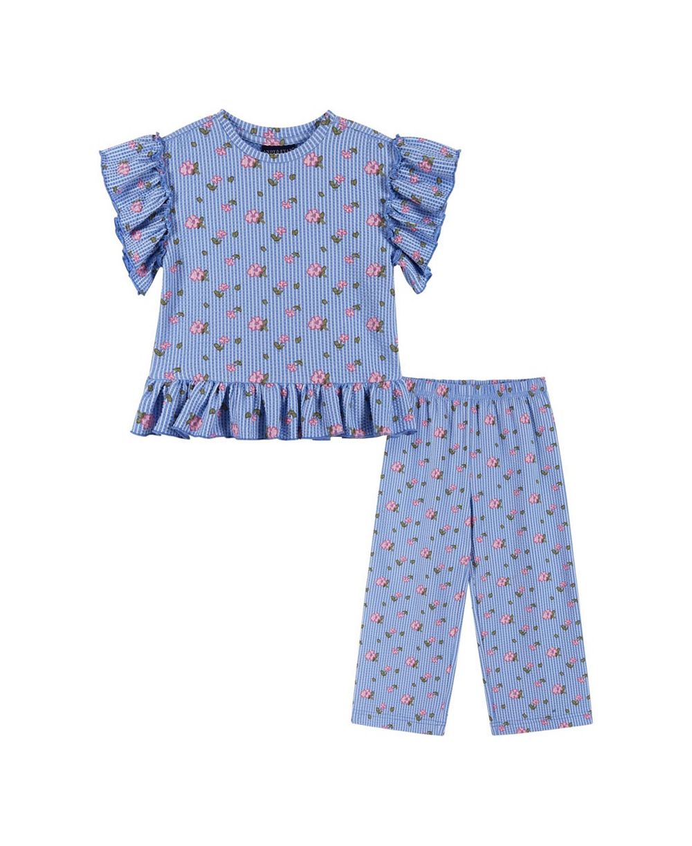 Комплект из топа и брюк Andy & Evan Little Girls 2T- 7 Floral Print Knit Seersucker