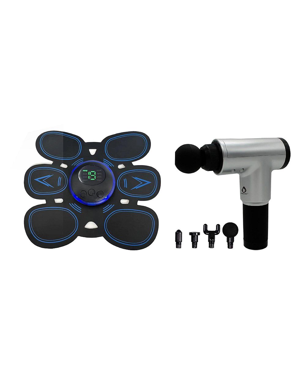 PURSONIC Core Sculpt and Total Body Recovery Bundle Rechargeable Abdominal Muscle Toner and 6 Speed Deep Tissue Massage Gun