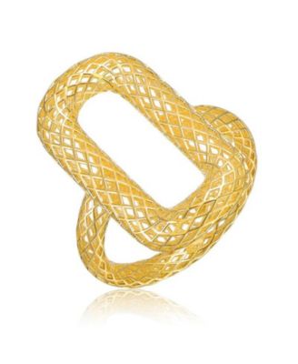 Rachel Glauber Radiant 14K Gold Plated Mesh Open Work Statement Ring