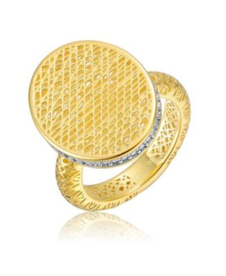 Кольцо Rachel Glauber Radiant 14K Gold Plated Mesh Brilliant CZ Pave