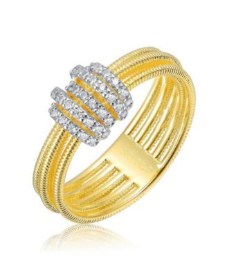 Кольцо Rachel Glauber Radiant 14K Gold Plated Mesh Brilliant CZ Bands