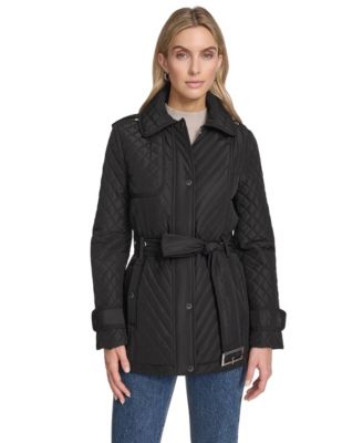 Женская куртка Andrew Marc Women's Brinklee Quilted Hooded Belted