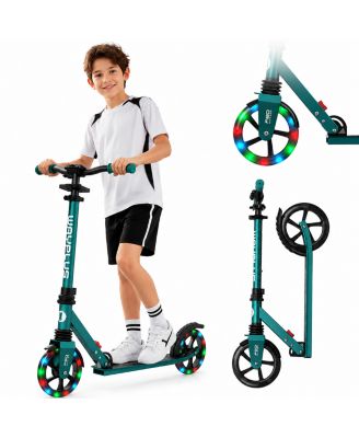 FED FITNESS KS1 Foldable Kick Scooter with LED Light, 6+ Ages, 4 Adjustable Heights, 240 LBS Max Load, ABEC 9 Bearings
