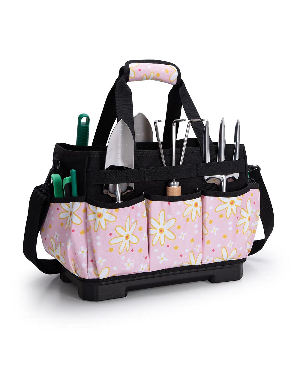 XDOVET Garden Tool Bag Hard Bottom Tote Shoulder Pockets