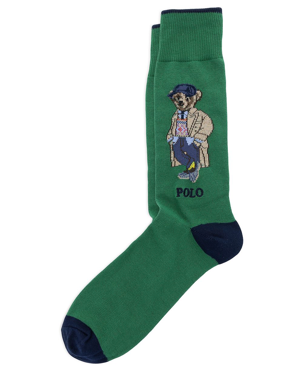 Polo Ralph Lauren Men's Litchfield Bear Slack Single Ribbed-Cuff Crew Socks