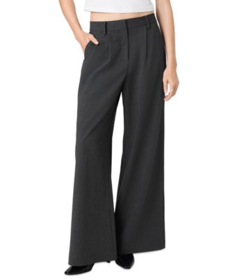 French Connection Women's Tavi Crosshatch Suiting Pleated Wide-Leg Trousers