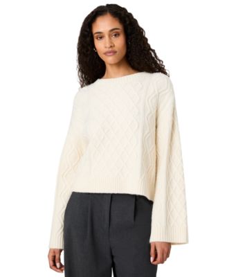 French Connection Women's Wesley Cable-Knit Crewneck Pullover Sweater