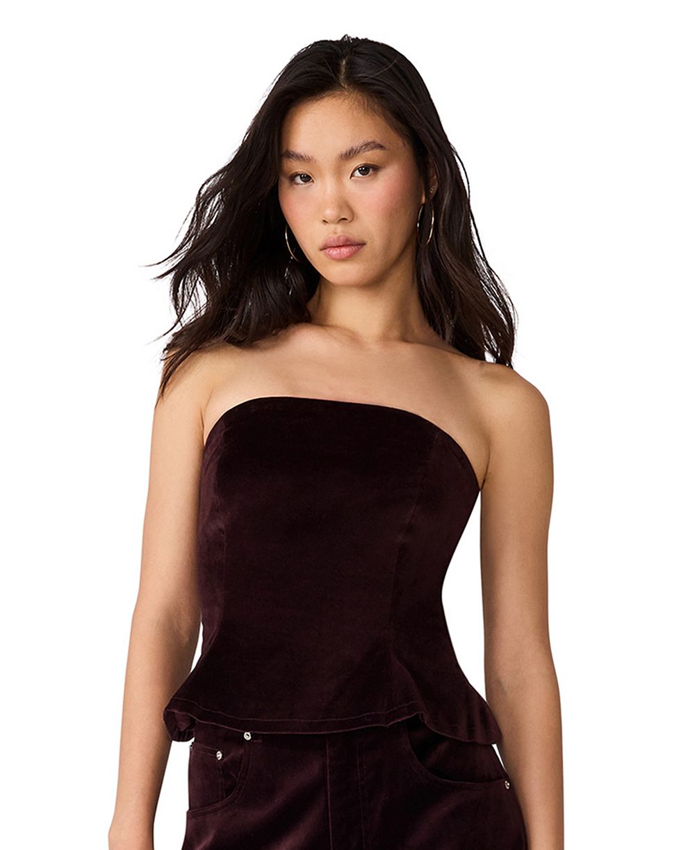Женский топ Steve Madden Dawnette Strapless Velvet Peplum