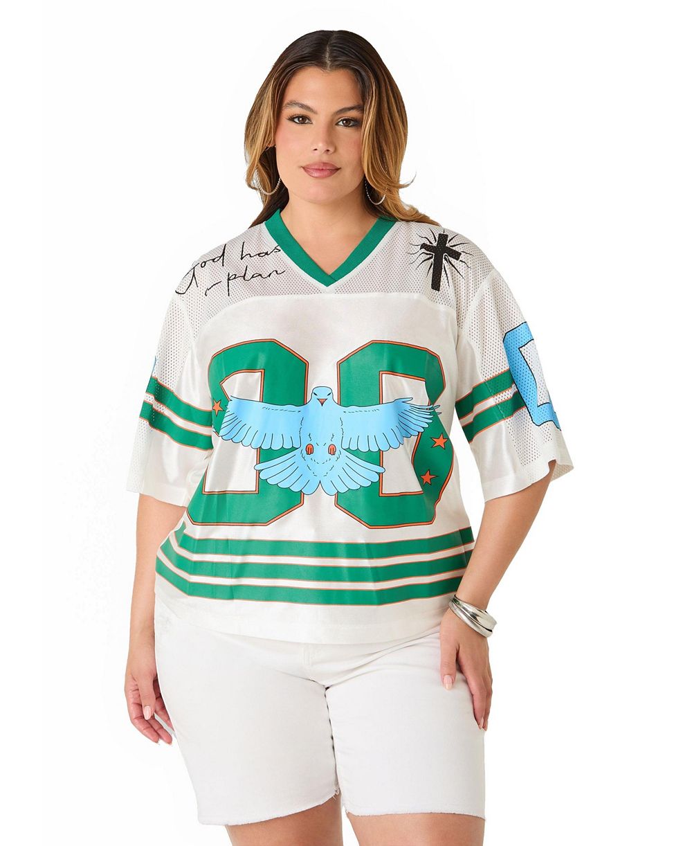 Ashley Stewart Plus Size джерси в сетку с принтом God Has A Plan