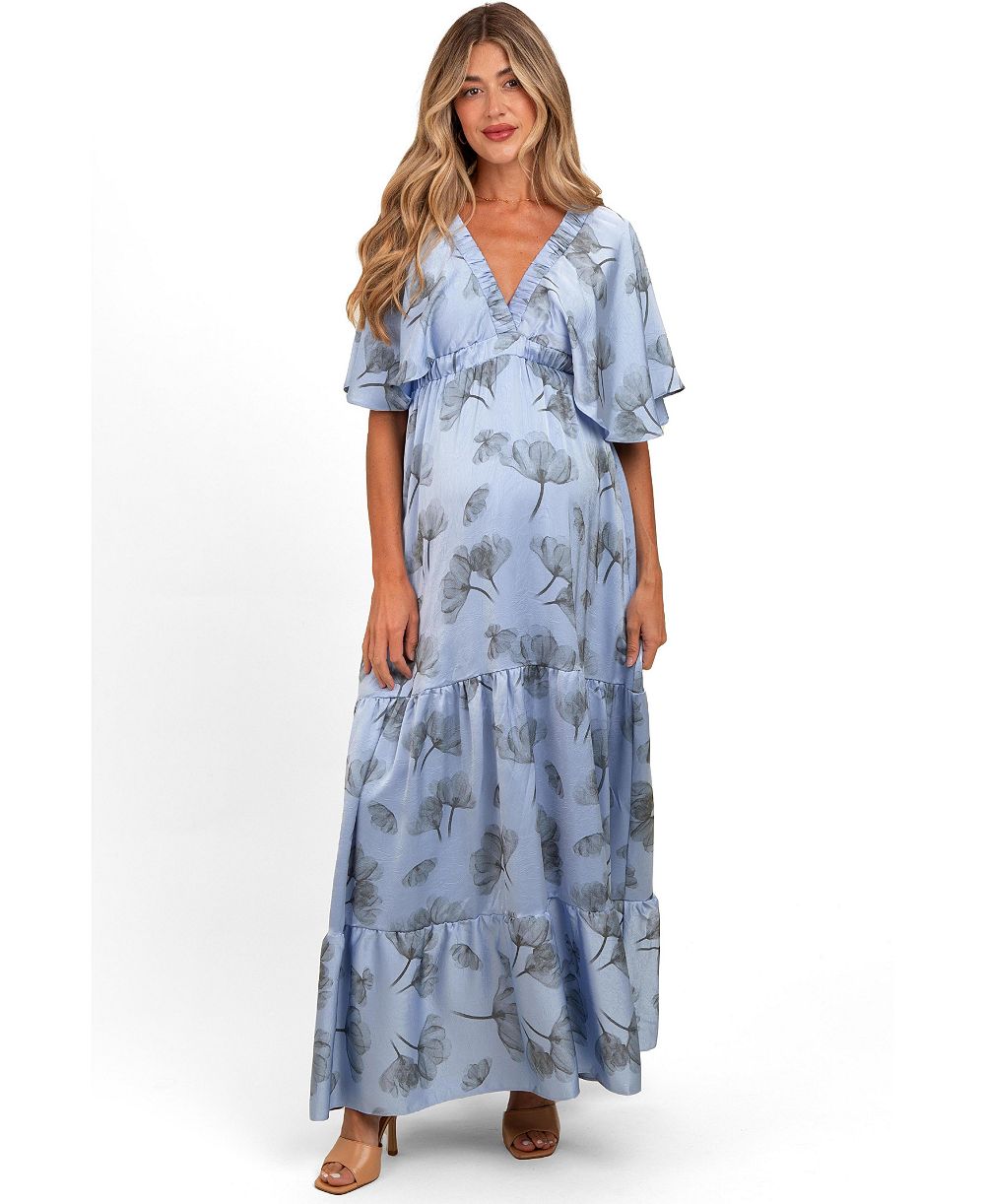 Женское миди-платье Pinkblush Maternity Floral Satin Deep V-Neck Maxi