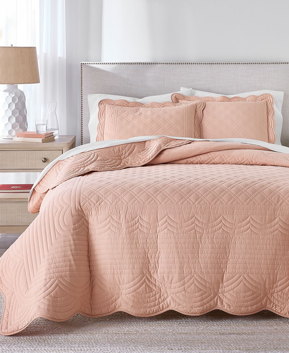 Комплект из 2-х стеганых покрывал Charter Club Bailey Scallop Rose Twin
