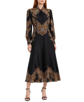 Elie Tahari Women's Raquel Midi A-Line Twist-Neck Dress