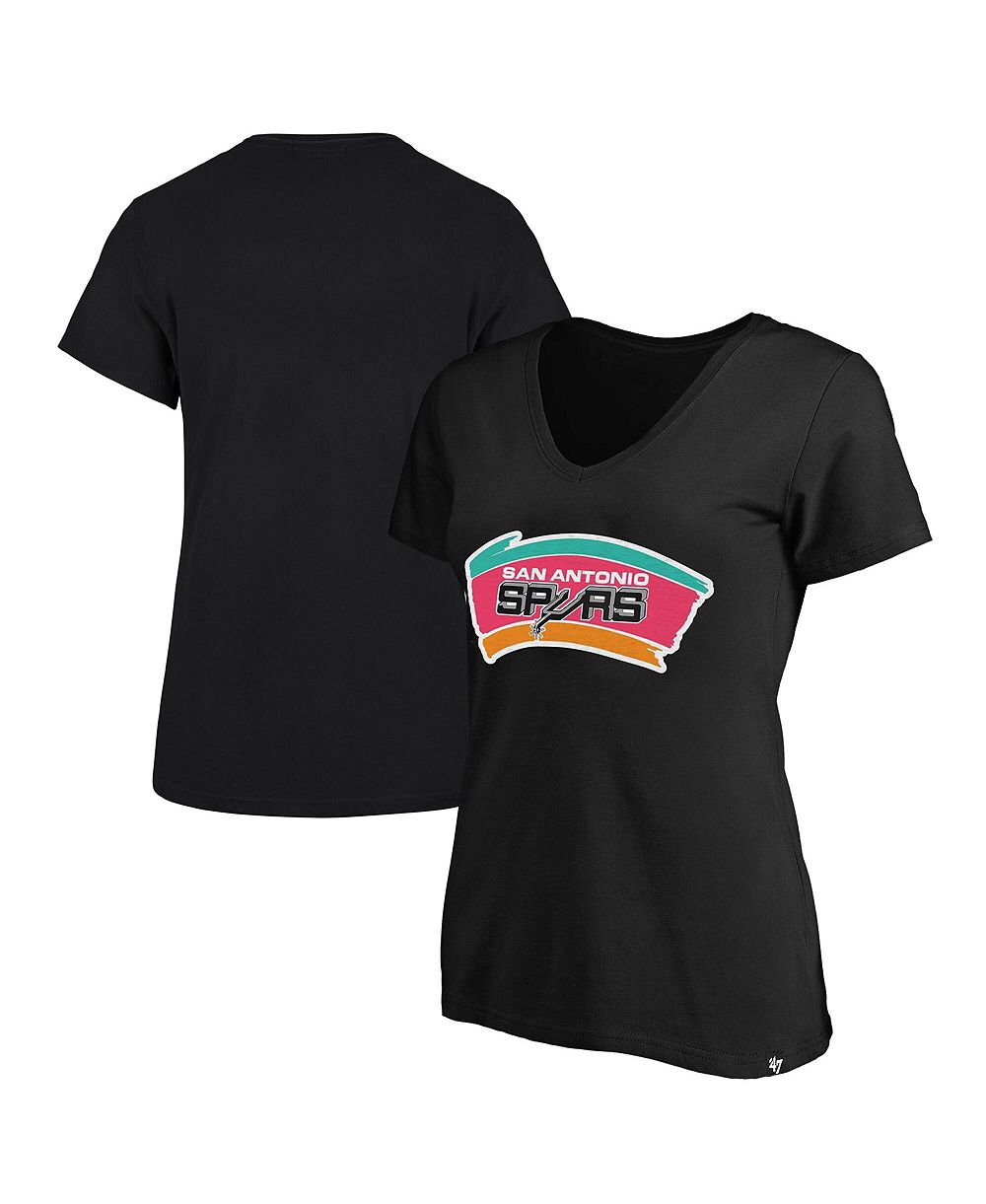 Женская футболка '47 Brand Black San Antonio Spurs Plus Size Frankie V-Neck