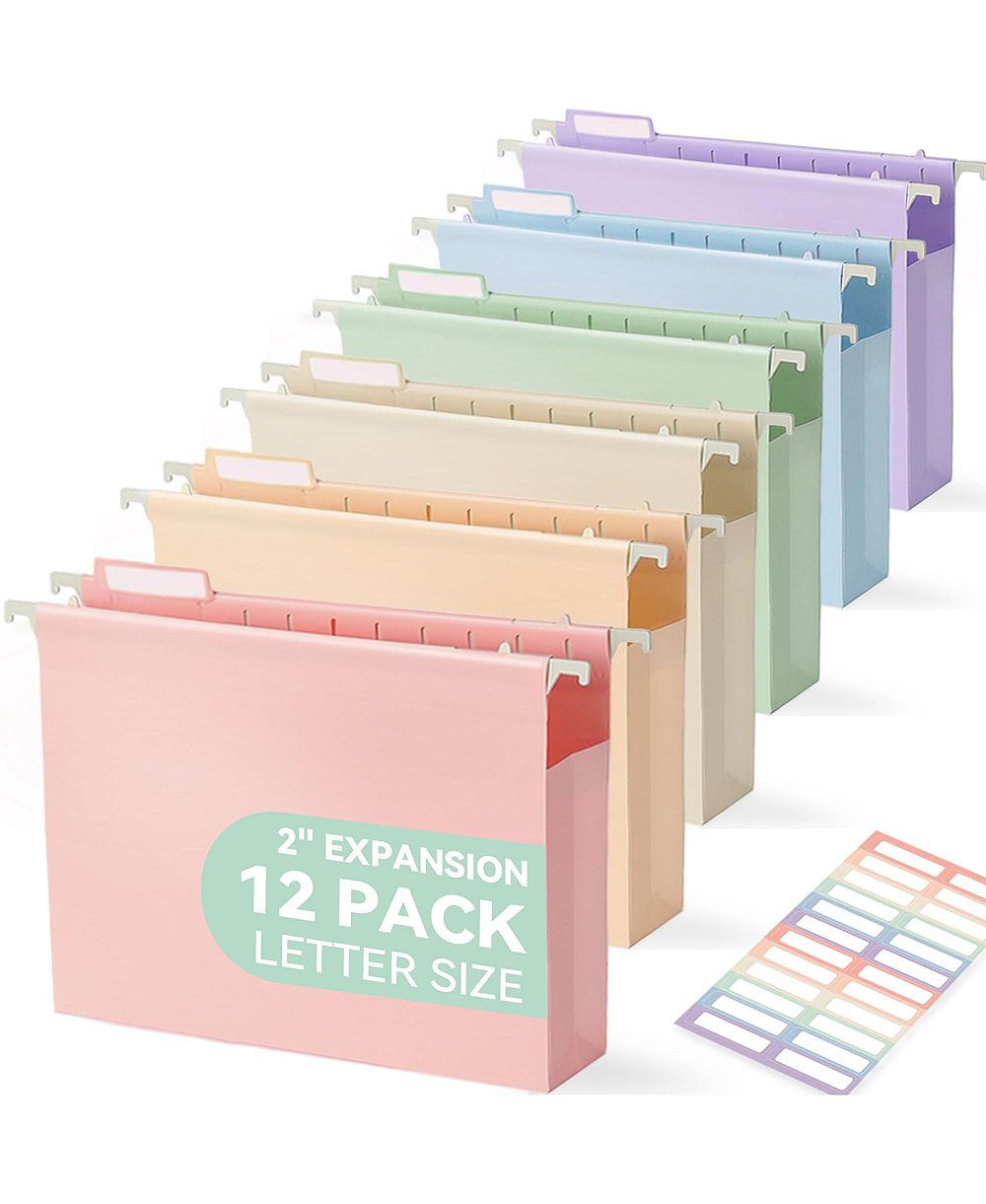 Подвесные папки для документов DANRONG Plastic Extra Capacity Expanding Pocket Heavy Duty Filing Cabinet Tabs Letter Size Pack