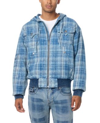 True Religion мужская бомбер-куртка с капюшоном в клетку
