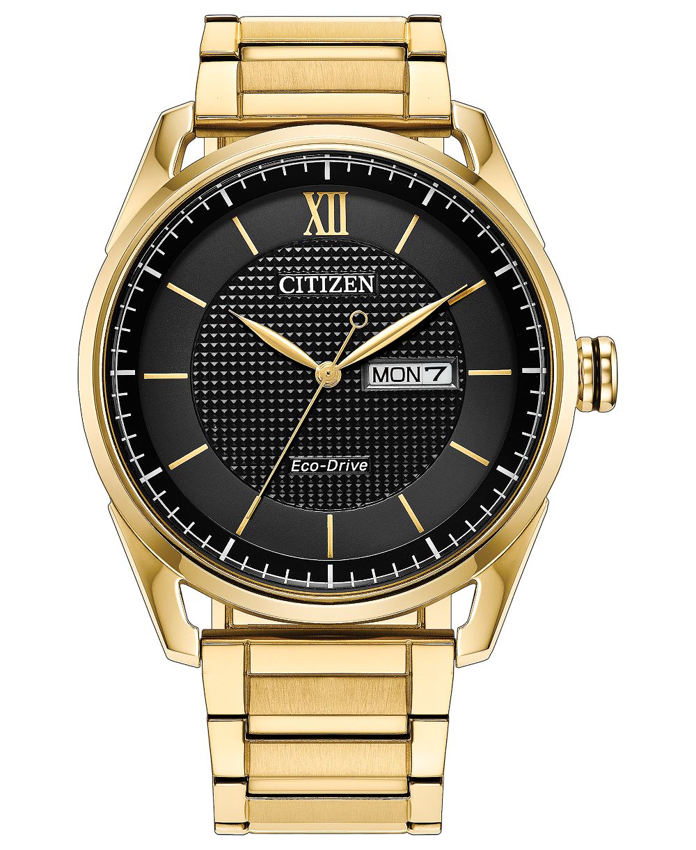 Мужские классические наручные часы Citizen Gold-Tone Stainless Steel Bracelet 42mm