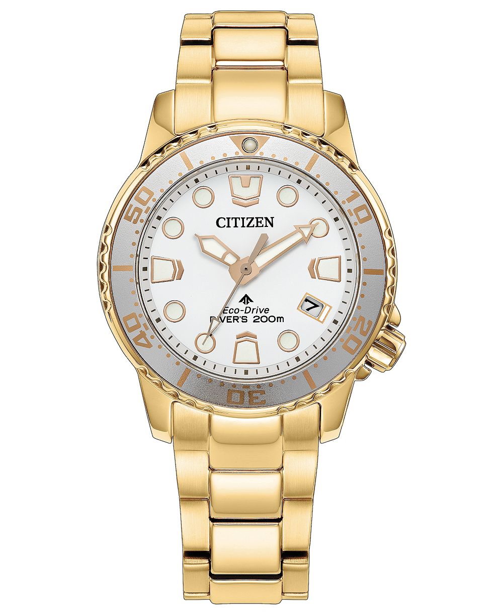 Женские часы Citizen Promaster Sea Dive Light Gold-Tone Stainless Steel Bracelet 36.5mm