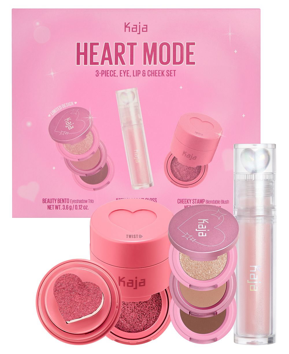 Kaja набор для лица, губ и щек Heart Mode, 3 предмета