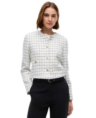 Tommy Hilfiger женская укороченная куртка в клетку из букле с праздничным принтом