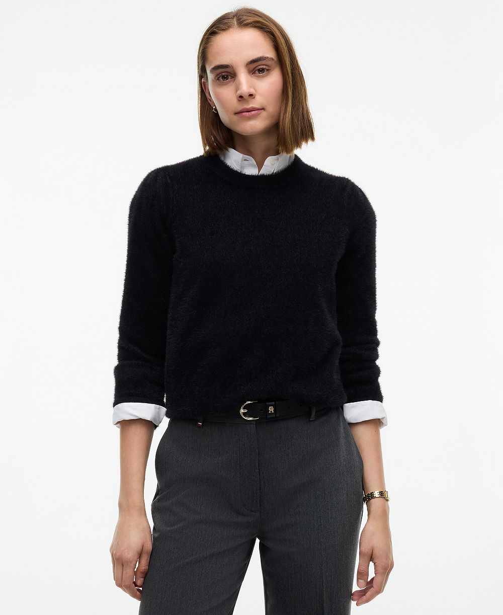 Tommy Hilfiger Women's Textured Lurex Crewneck Long-Sleeve Sweater