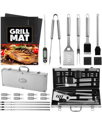 XDOVET BBQ Grill Accessories Set Stainless Steel Tool Mats Case