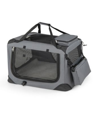 RUIE Collapsible Soft Dog Travel Crate with Mesh Windows and 3 Doors