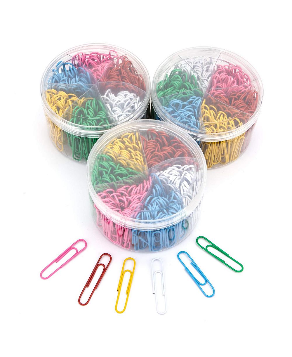 Бумажные скрепки DANRONG 900 Pieces Vinyl Coated Paper Clips 6 Colors Office School Organizing