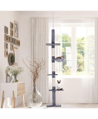 RUIE 102 Inch Floor to Ceiling Cat Tree 5 Level Tower with Scratching Posts and Hammock