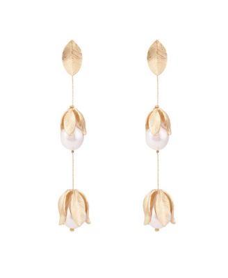 Petit Moments Gold Pearl Petal Drop Earrings