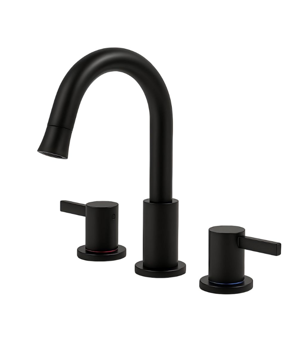 BUSDAYS смеситель для ванной 8 Inch, 2 крана, 3 отверстия, с выдвижным распылителем