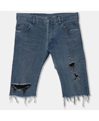 Pre-Owned Balmain Men's Distressed Denim Frayed Edged Shorts