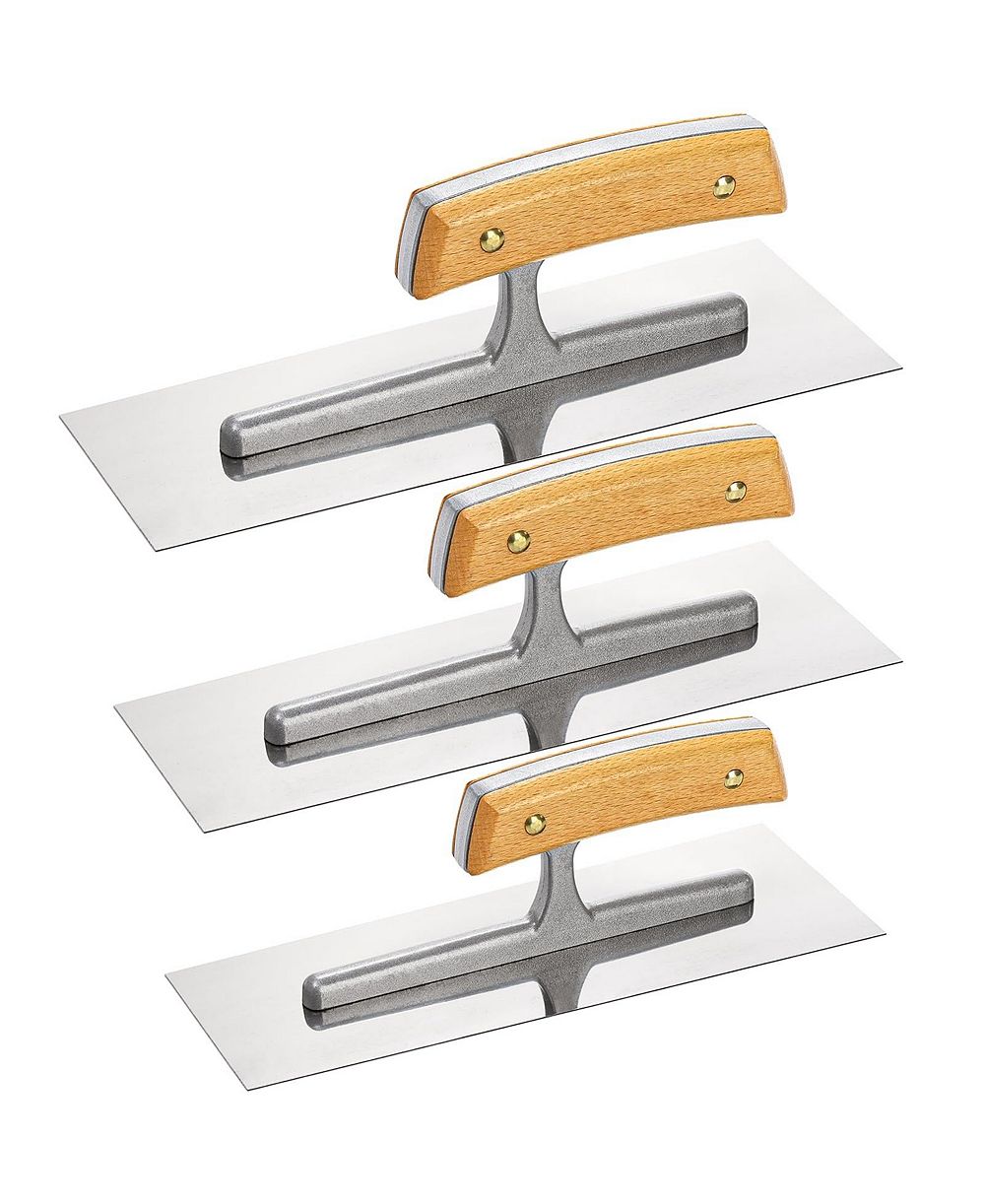 XDOVET Flat Drywall Trowel Stainless Steel Plastering Set Wood Handle