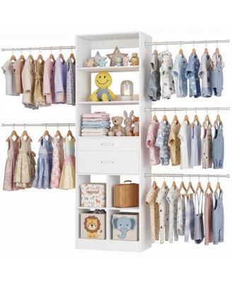 Aheaplus Small Closet Organizer with Drawers and Hanging Rods for a Child's Room