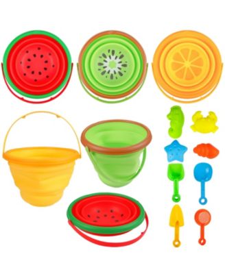 Многофункциональный набор пляжных игрушек homfan из силикона, складной, 3 предмета: ведро с лопатками и формами для песка для детей, путешествий и кемпинга