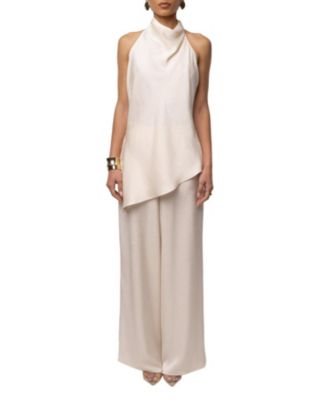 JLUXLABEL Women's Draped Halter Wide-Leg Pant Set