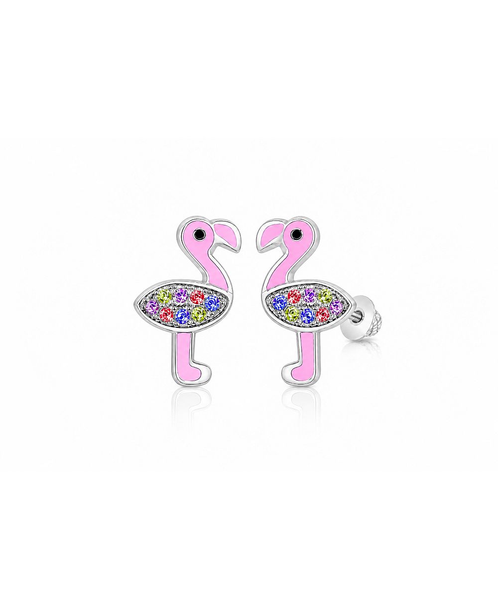 Гипоаллергенные серьги Chanteur Kids Flamingo для девочек с титановыми гвозниками