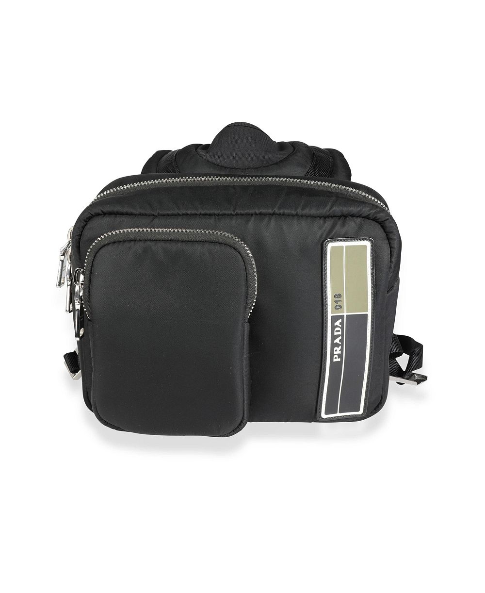 Pre-Owned Prada черный технический рюкзак с карманом из нейлона Tessuto