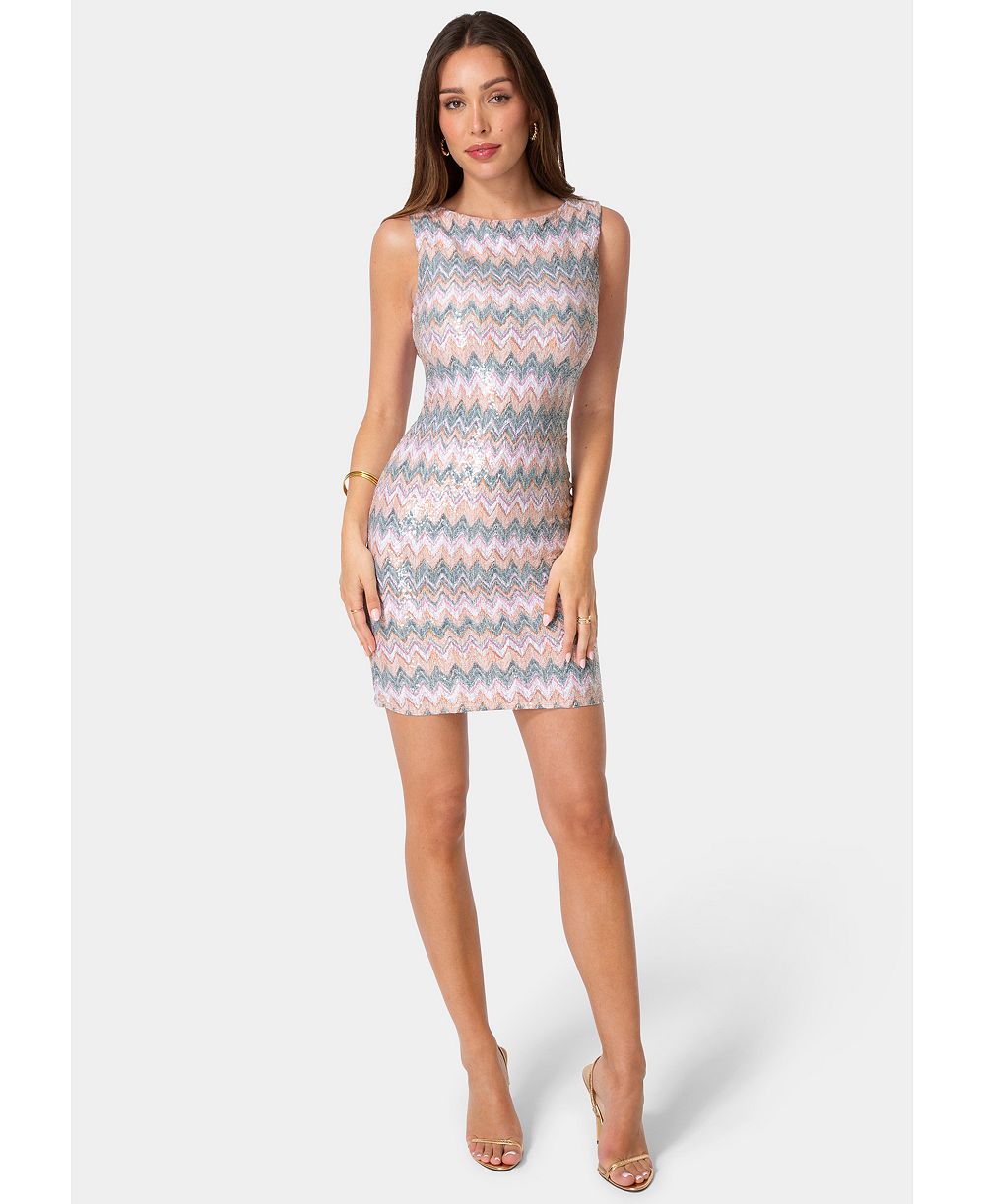 Bebe Women's Chevron-Sequin Mini Dress