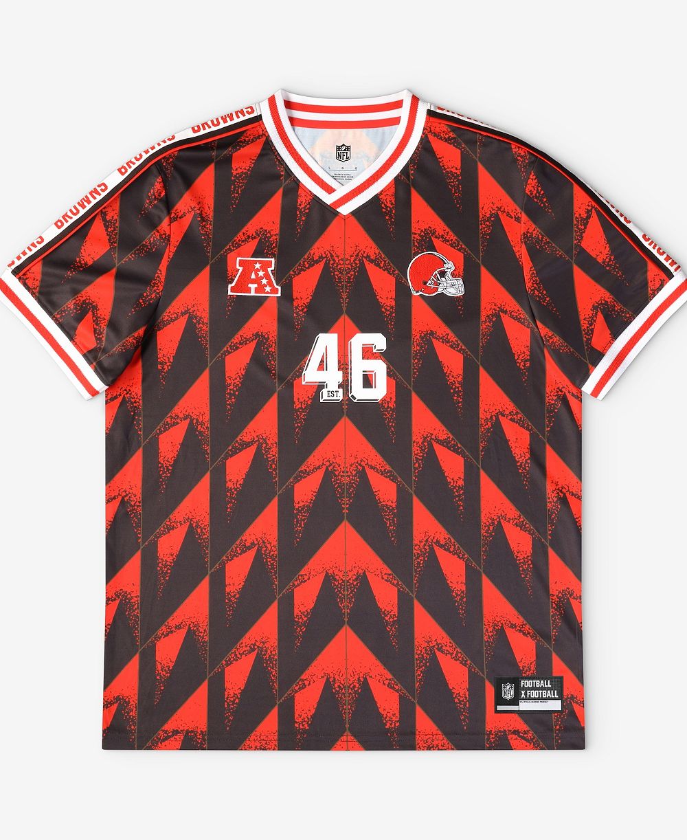Мужской Fanatics Orange/Brown Cleveland Browns Football x Football V-Neck Fan Jersey