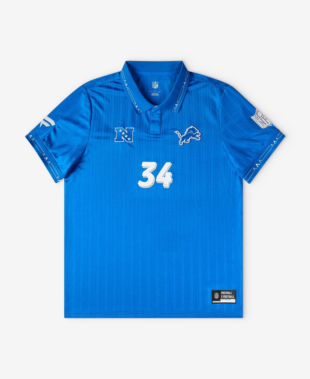 Fanatics Мужская джерси Detroit Lions Football x Football с воротником синего цвета