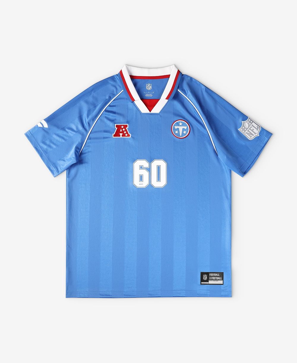 Fanatics Big Boys and Girls Light Blue Tennessee Titans Football x Football V-Neck Fan Jersey