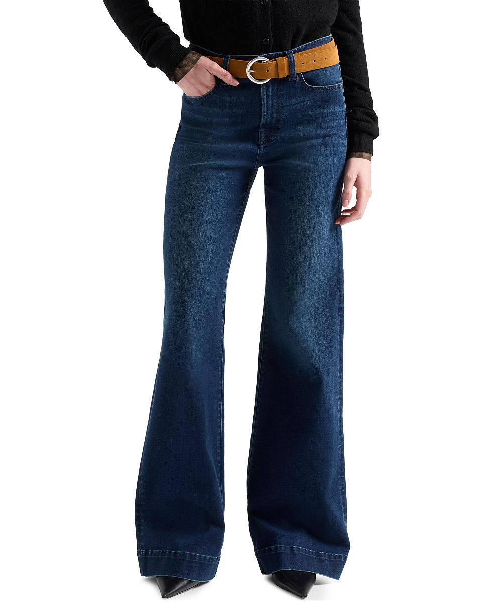 7 For All Mankind Women's Modern Dojo High-Rise Wide-Leg Trouser-Style Hem Jeans