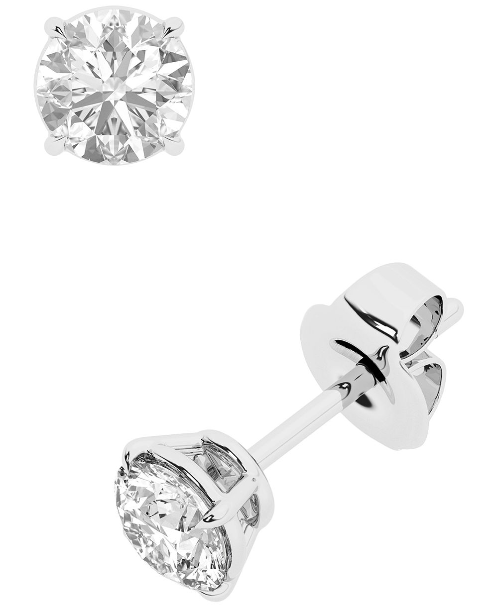 Серьги-гвоздики Macy's с бриллиантами (1 карат суммарно) из белого или желтого золота 14 карат