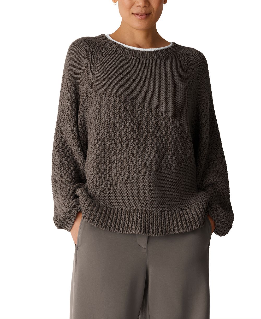 Eileen Fisher Women's Boxy-Fit Long-Sleeve Crewneck Sweater