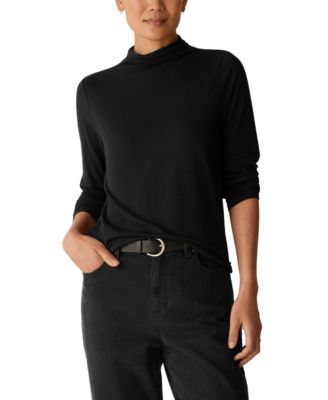 Женская футболка Eileen Fisher с воротником-стойкой и длинным рукавом
