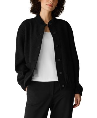 Женская короткая куртка Eileen Fisher из валяной шерсти с воротником-стойкой