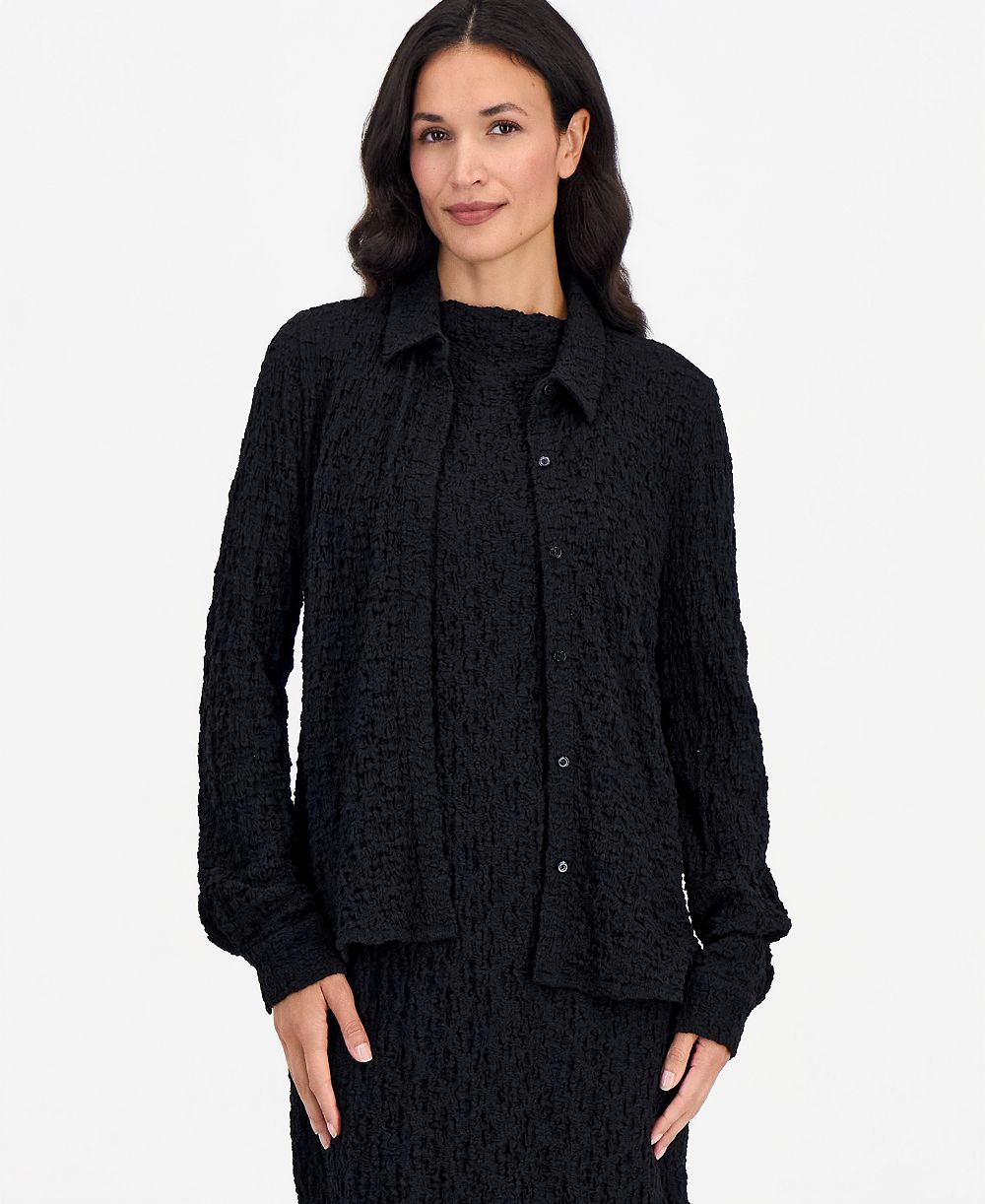 Eileen Fisher Женская блуза Slim с классическим воротником и длинным рукавом